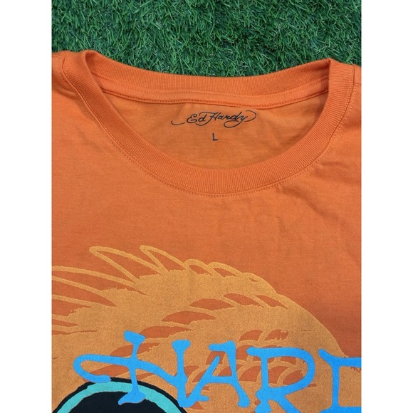 Ed Hardy Rose Cobra T-Shirt Large Tee Orange Blue Lettering NWT Graphic‎ Shirt - Picture 3 of 13